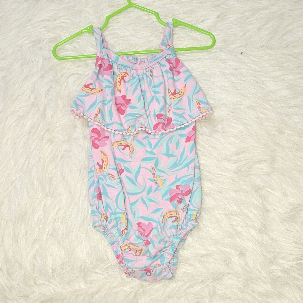 Floral Baby Romper with Ruffle Detail